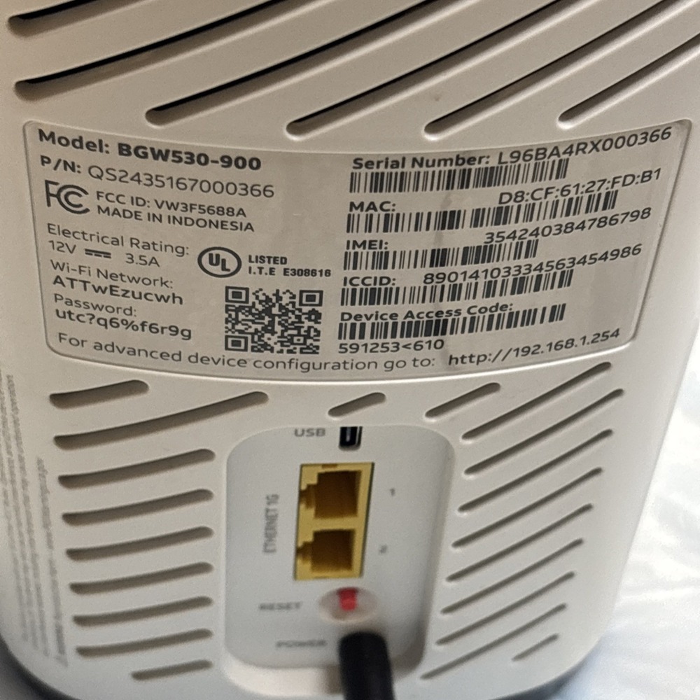 AT&T All-Fi Hub BGW530-900 WiFi Internet Gateway Router Power Tested - Picture 8 of 14